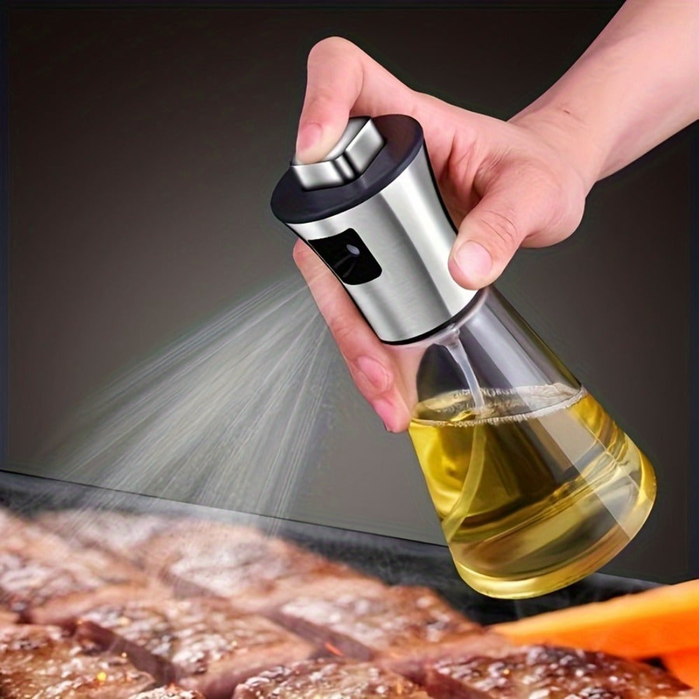 Stainless Steel Glass Oil Sprayer - Large Capacity Pressurized Spray Bottle, BPA-Free Triangular Design Suitable for Olive Oil and BBQ Oil | Perfect Kitchen Essential, Ramadan Gift | Non-Toxic Material, Oil Dispenser, Oil Dispenser Bottle For Kitchen, Oi