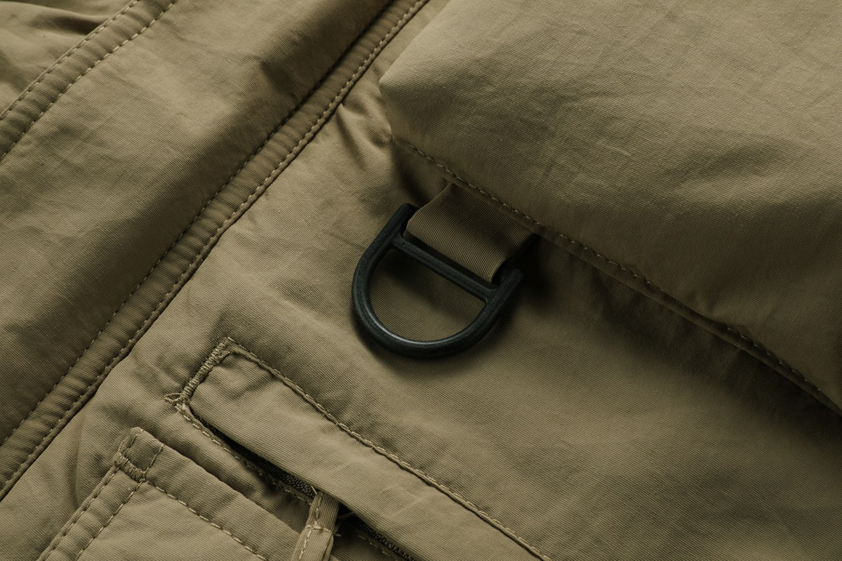 WarmthMax Cargo Jacket for Men - Fleece Lined, Removable Hood, Military Style, Water Resistant, Breathable, and Adjustable Fit for Outdoor Activities