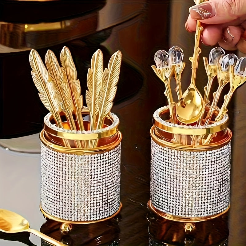 1 set of coffee spoon storage box set, dessert and tea spoon cutlery tube, 6 spoons, 1 can