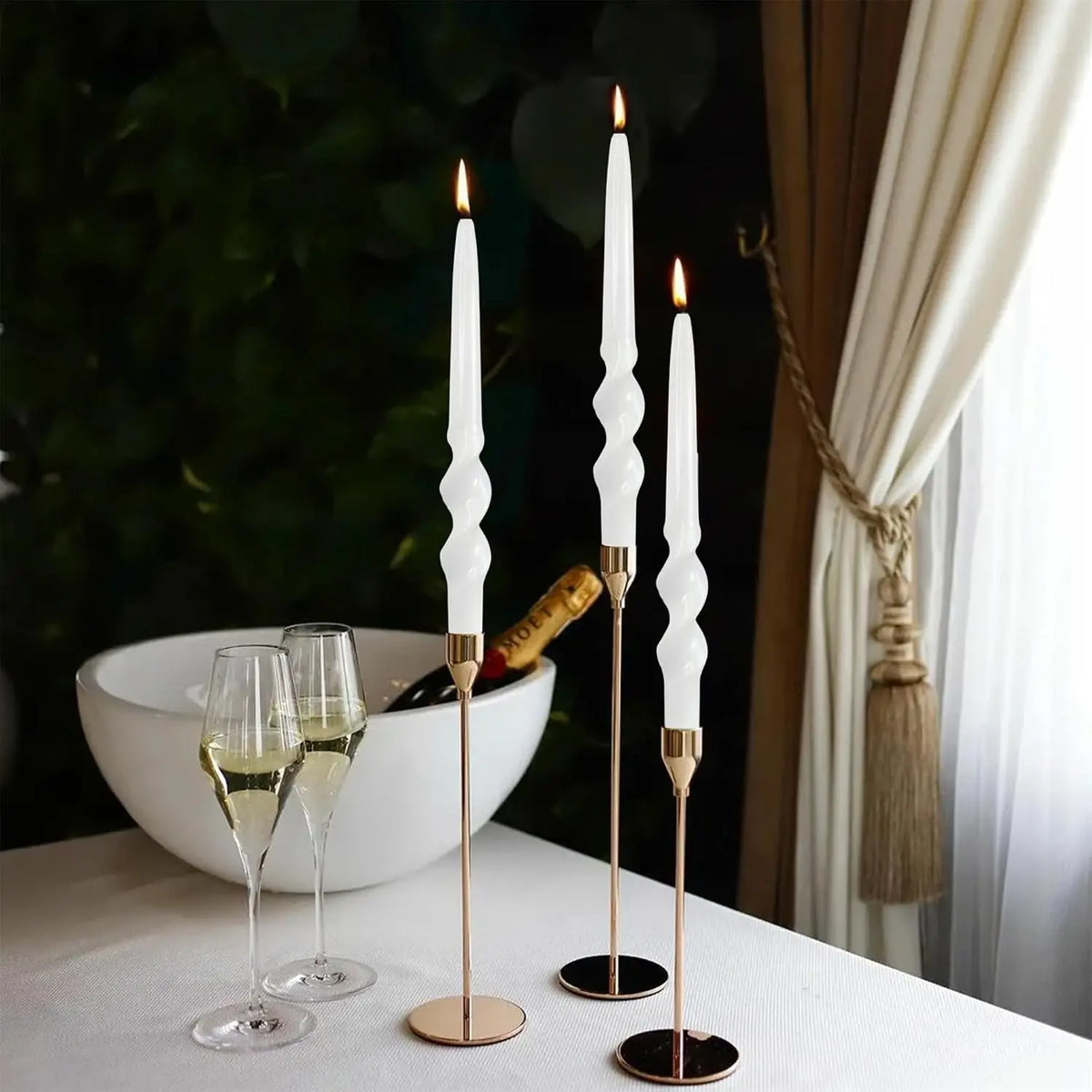 6pcs 10-Inch White Spiral Taper Candles Long Candle Stick Twisted Design for Home Decor Women's Gifts (23D6P-WHITE)