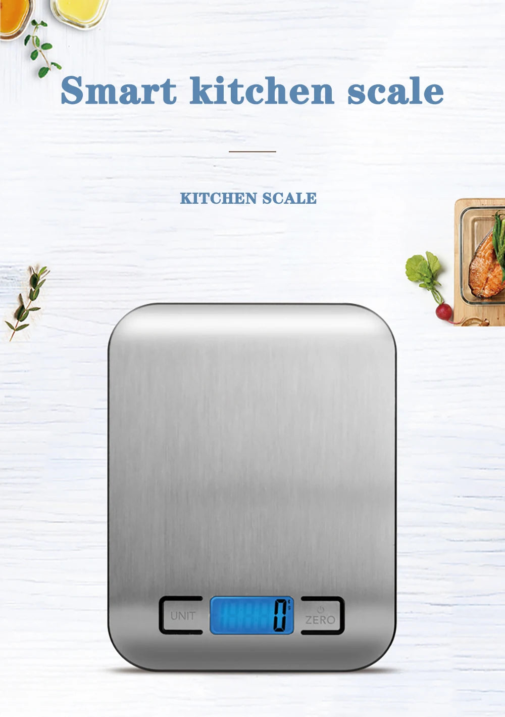 Kitchen Scale LCD Display Stainless Steel Electronic Scales Home Jewelry Food Snacks Weighing Baking Tools