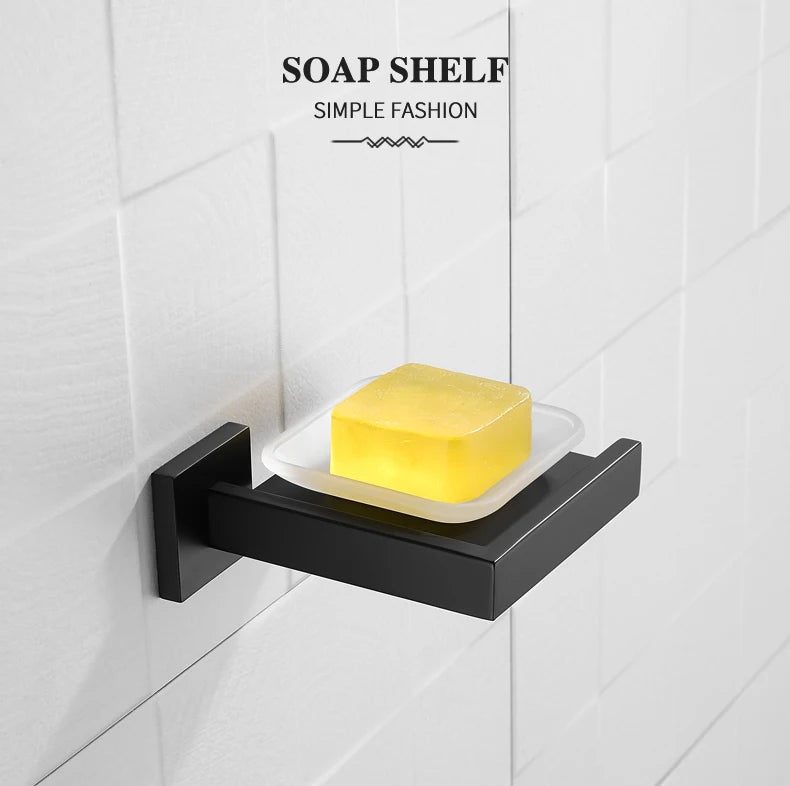 Soap Dish holder for Kitchen Bathroom Accessories Wall Mount Soap Dispenser Soap Rack With Glass Dish Metal Soap Holder Gold