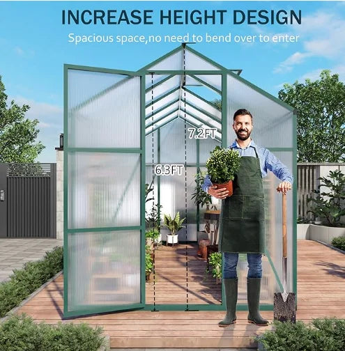 6*6ft in Stock Free Shipping in US With Windproof Rope and Ground Nails Walk in Aluminum Frame Pc Panel Garden Greenhouse