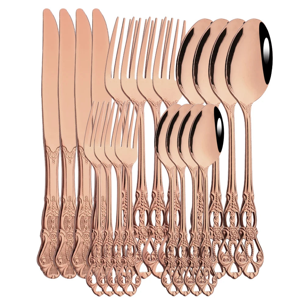 Royal Flatware Cutlery Set Silver Stainless Steel Dinnerware Western KnifeTea Spoon Fork Silverware Tableware Kitchen Set