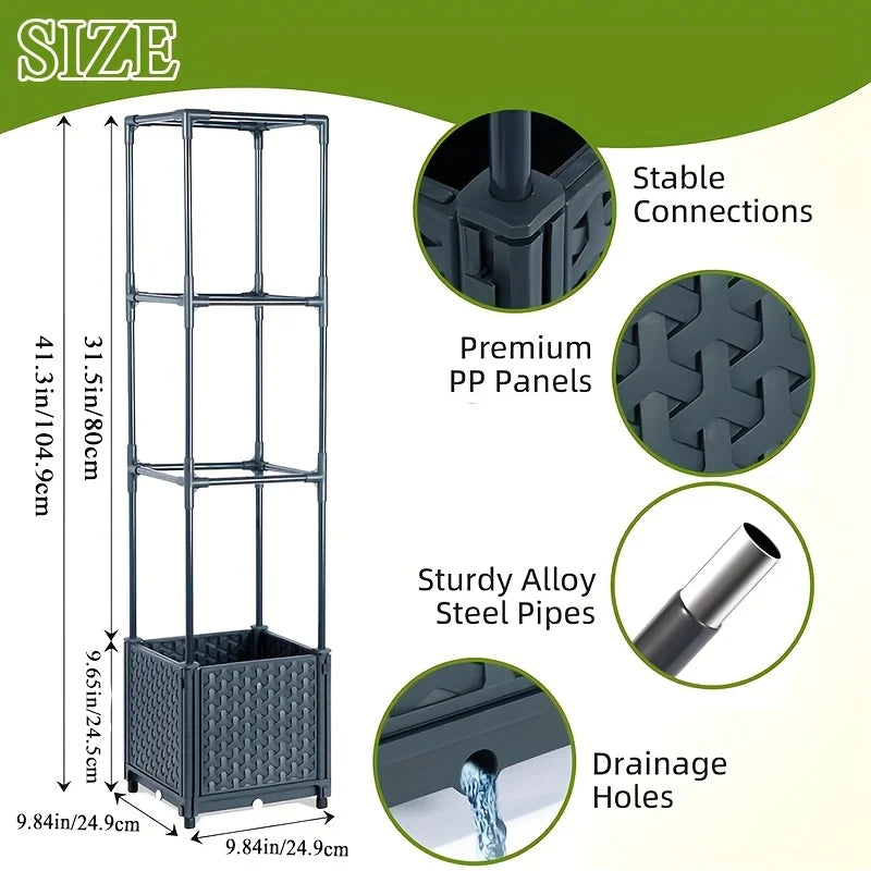 2-pack Tomato Planter Box with Lattice Frame Garden Bed Planter Box Self-watering Cucumber Terrace