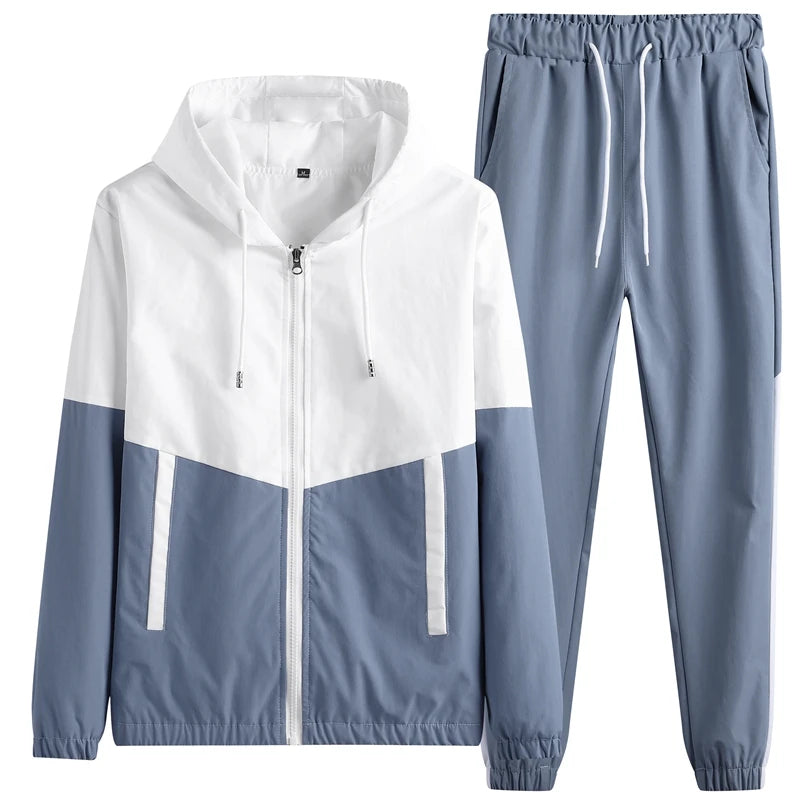 Dropshipping Patchwork Hip Hop Casual Men's Sets 2025 Korean Style 2 Piece Sets Clothes Men Streetwear Fitness Male Tracksuit