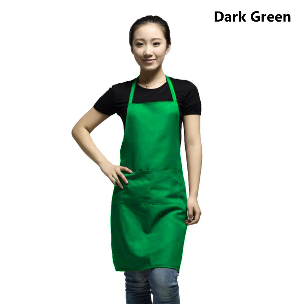 Polyester+ Cotton Blend Sleeveless Apron  Black Red Coffee Orange Anti-wear Cooking Kitchen Bib Women Men Aprons With Big Pocket