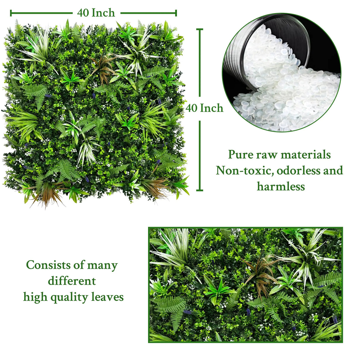 Artificial Boxwood Topiary Hedges Panels 40x40 Inch for Privacy Screen Sun Protected Green Wall Decor (3 Rolls)