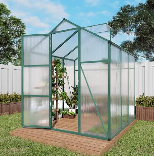 6*6ft in Stock Free Shipping in US With Windproof Rope and Ground Nails Walk in Aluminum Frame Pc Panel Garden Greenhouse