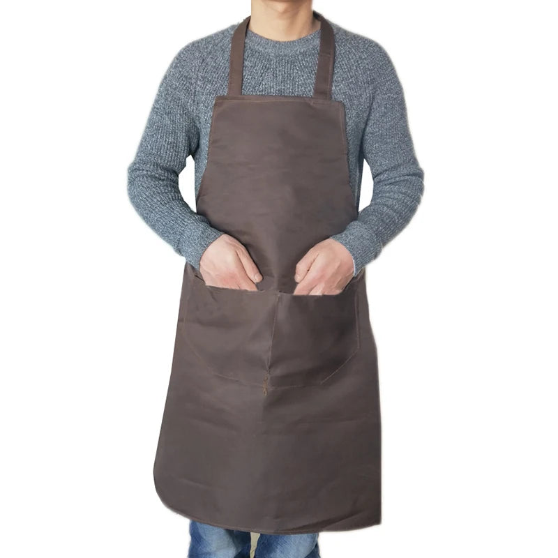 Waterproof Oil Cooking Apron Chef Aprons For Women Men Kitchen Apron With Front Pocket Dishwashing Cleaning Accessories Aprons