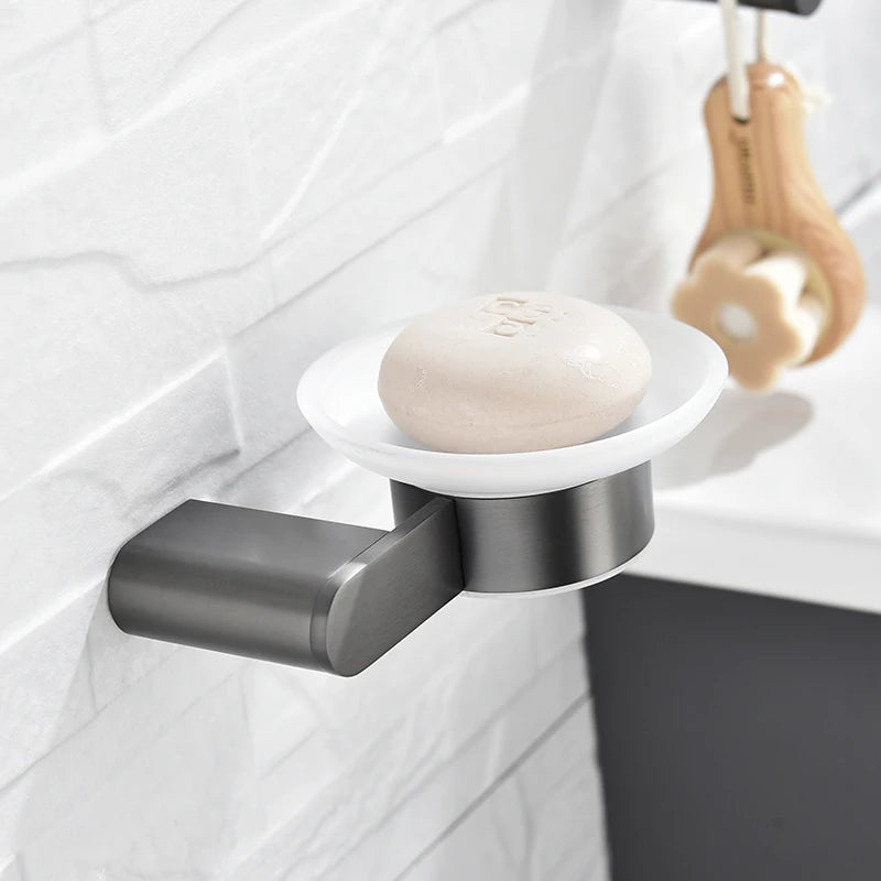 Soap Dish holder for Kitchen Bathroom Accessories Wall Mount Soap Dispenser Soap Rack With Glass Dish Metal Soap Holder Gold