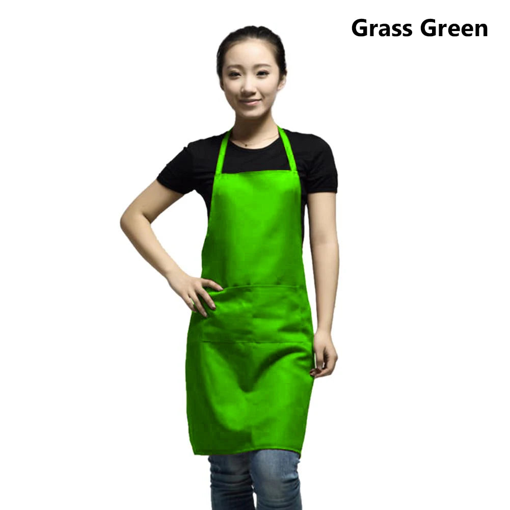 Polyester+ Cotton Blend Sleeveless Apron  Black Red Coffee Orange Anti-wear Cooking Kitchen Bib Women Men Aprons With Big Pocket