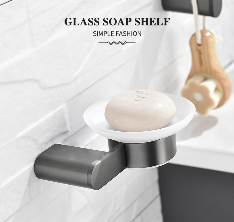 Soap Dish holder for Kitchen Bathroom Accessories Wall Mount Soap Dispenser Soap Rack With Glass Dish Metal Soap Holder Gold