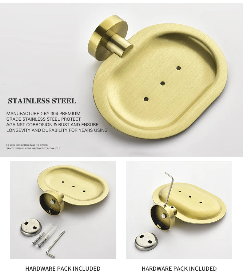 Soap Dish holder for Kitchen Bathroom Accessories Wall Mount Soap Dispenser Soap Rack With Glass Dish Metal Soap Holder Gold