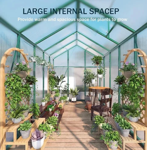 6*6ft in Stock Free Shipping in US With Windproof Rope and Ground Nails Walk in Aluminum Frame Pc Panel Garden Greenhouse