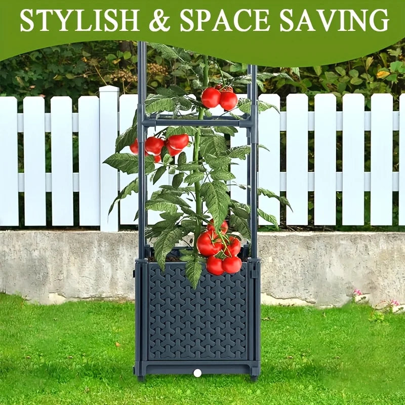 2-pack Tomato Planter Box with Lattice Frame Garden Bed Planter Box Self-watering Cucumber Terrace
