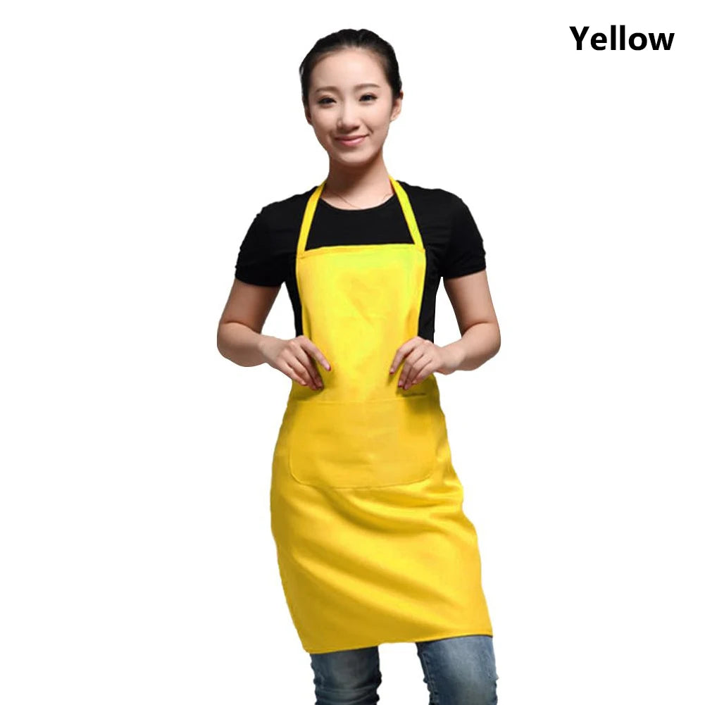 Polyester+ Cotton Blend Sleeveless Apron  Black Red Coffee Orange Anti-wear Cooking Kitchen Bib Women Men Aprons With Big Pocket