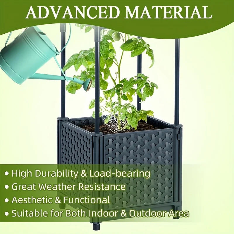 2-pack Tomato Planter Box with Lattice Frame Garden Bed Planter Box Self-watering Cucumber Terrace