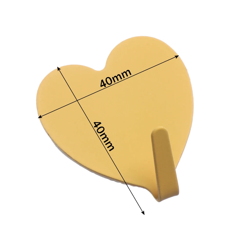 1pc Metal Heart-shaped  Cartoon Chef Shape Strong Adhesive Paste Wall Bearing Kitchen Hook No Trace Waterproof Bathroom Supplies