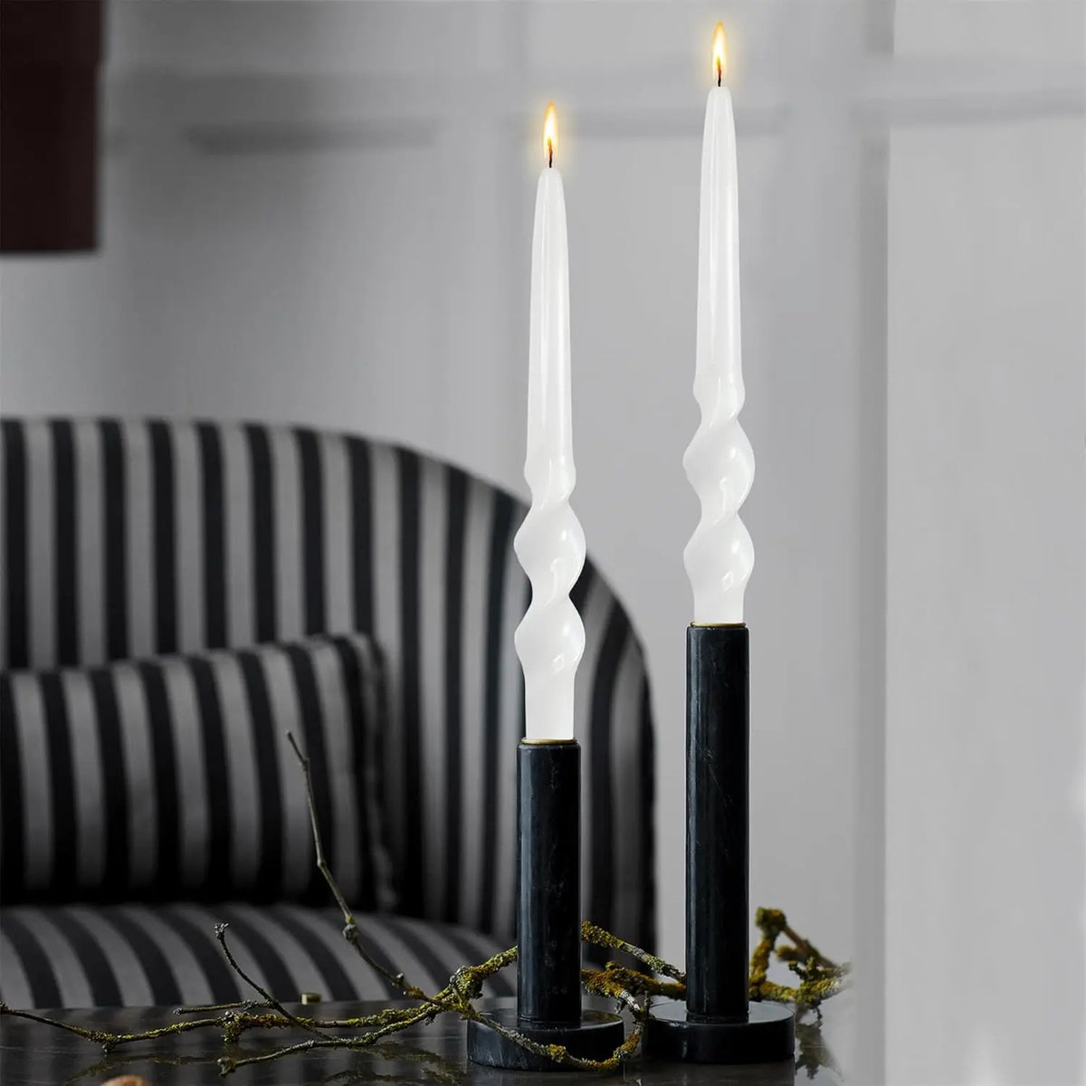 6pcs 10-Inch White Spiral Taper Candles Long Candle Stick Twisted Design for Home Decor Women's Gifts (23D6P-WHITE)