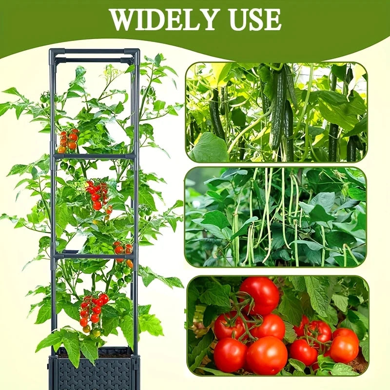 2-pack Tomato Planter Box with Lattice Frame Garden Bed Planter Box Self-watering Cucumber Terrace