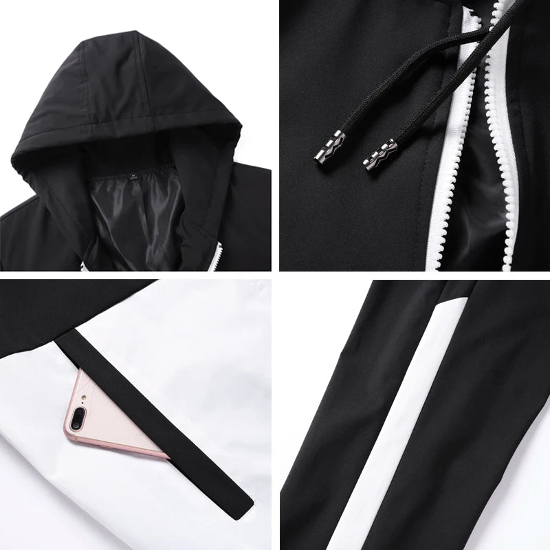Dropshipping Patchwork Hip Hop Casual Men's Sets 2025 Korean Style 2 Piece Sets Clothes Men Streetwear Fitness Male Tracksuit
