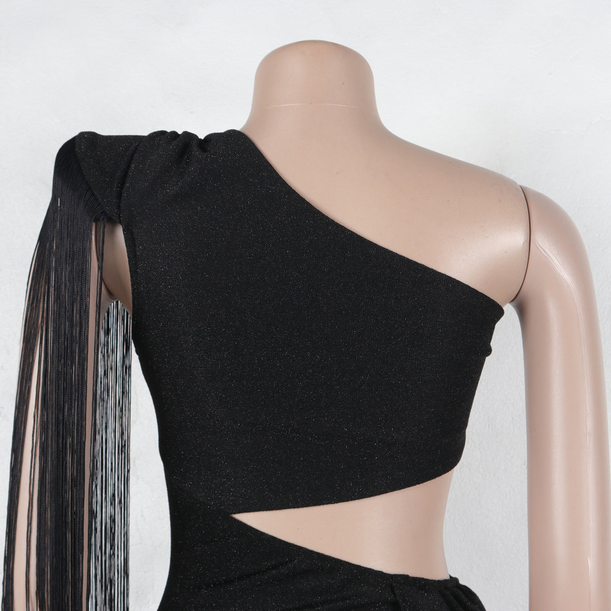 CM.YAYA Women One Shoulder Tassel Sleeveless Long Dress Diagonal Collar Summer Street Evening Sexy Night Party Dresses Vestidos