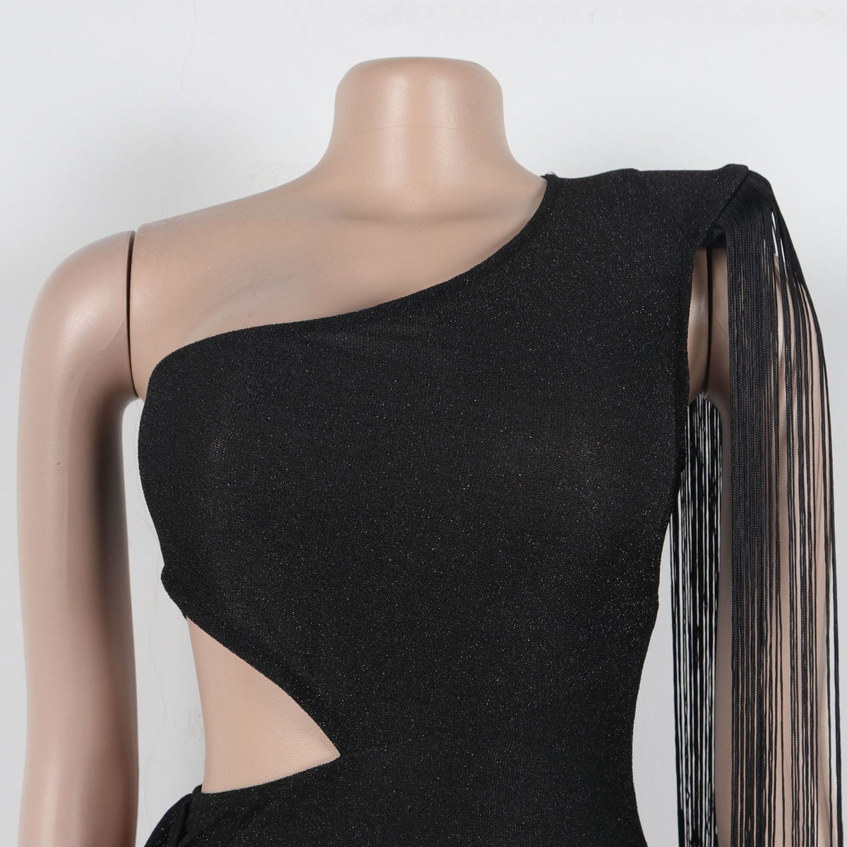 CM.YAYA Women One Shoulder Tassel Sleeveless Long Dress Diagonal Collar Summer Street Evening Sexy Night Party Dresses Vestidos