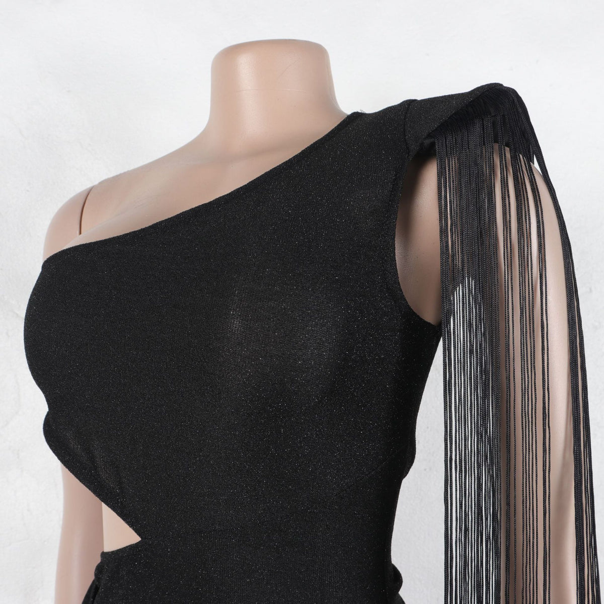 CM.YAYA Women One Shoulder Tassel Sleeveless Long Dress Diagonal Collar Summer Street Evening Sexy Night Party Dresses Vestidos
