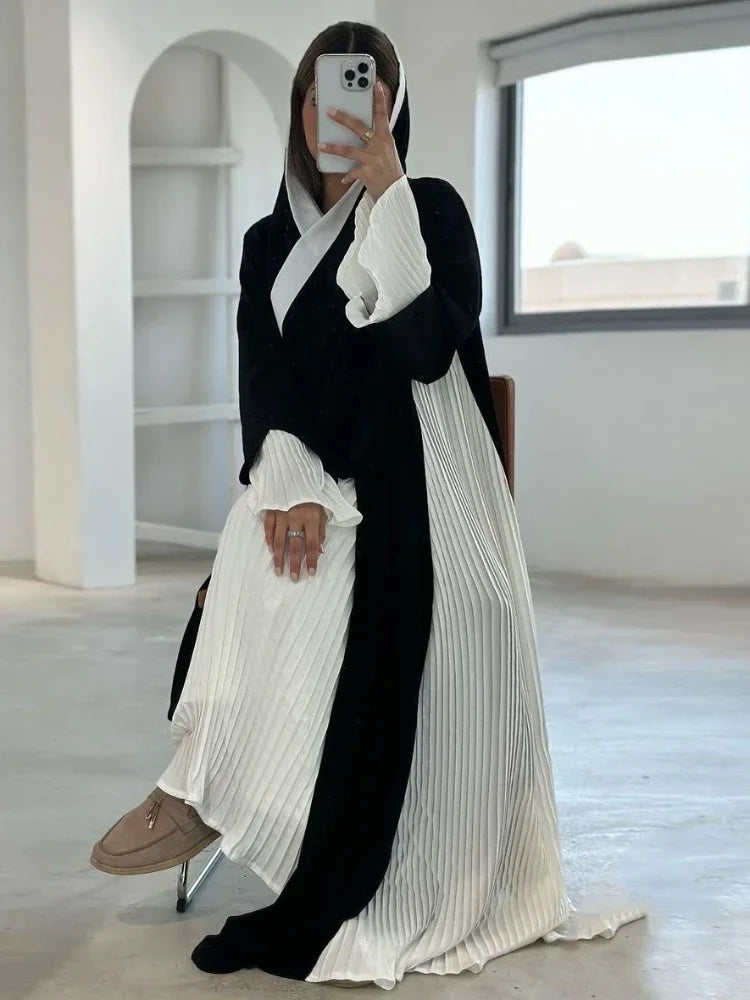 Eid Muslim Party Abaya for Women Ramadan Cardigan Pleated Long Dress  Morocco Kaftan Vestidos Largos Dubai Robe Jalabiya 2025
