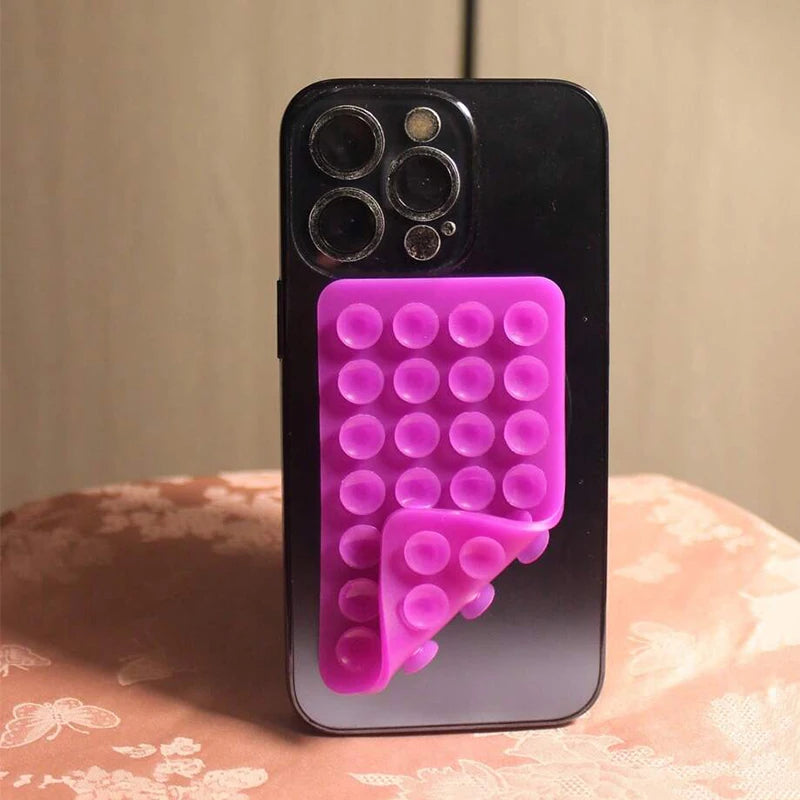 Silicone Suction Cup Phone Case Mount - Double-Sided Hands-Free Strong Holder for iPhone Android for Car Mirror Kitchen Bathroom