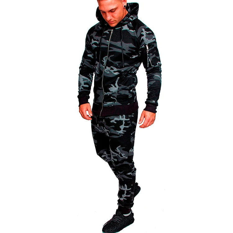 Men's Tracksuit Military Hoodie Sets Camouflage Hooded Leisure Suit Man Sweatshirt Pants Tactical Sweat Sports Suit