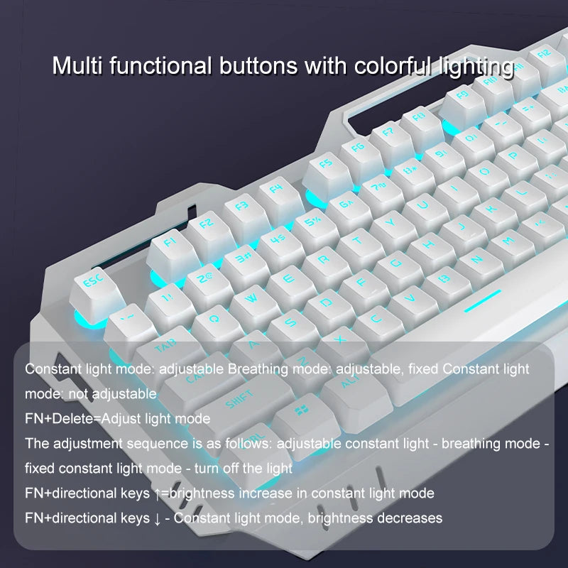EWEADN Wired Membrane Keyboard, USB All-Metal Panel  Computer Keyboards with Multimedia knob and mobile phone holder,for Gaming