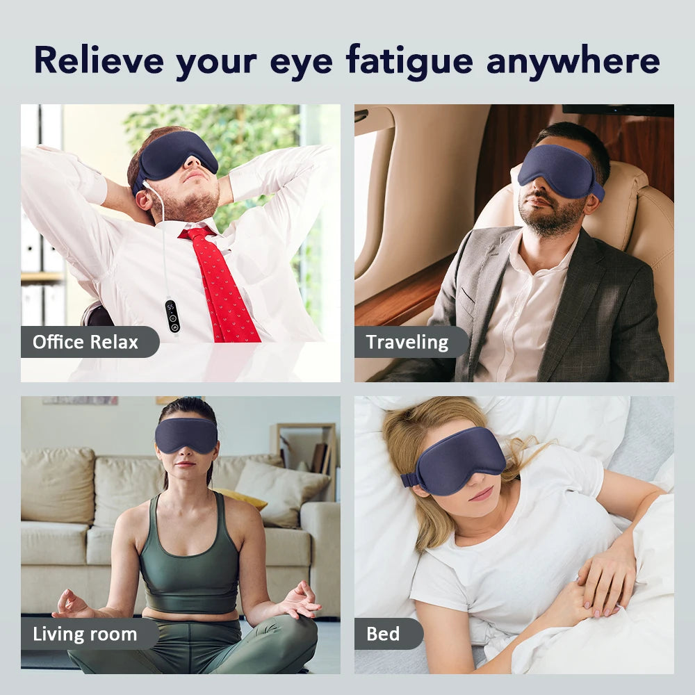 Hot Compress Massage Eye Mask Electric Heated Eye Massager for Relieve Eye Strain Dark Circles Sleeping Mask Eyeshades