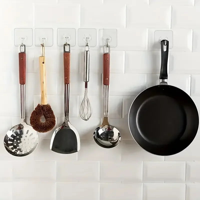 100PcsTransparent Self adhesive wall hooks Multi-Purpose Wall Hook Key Holder Towel Holder For Kitchen Bathroom Accessories