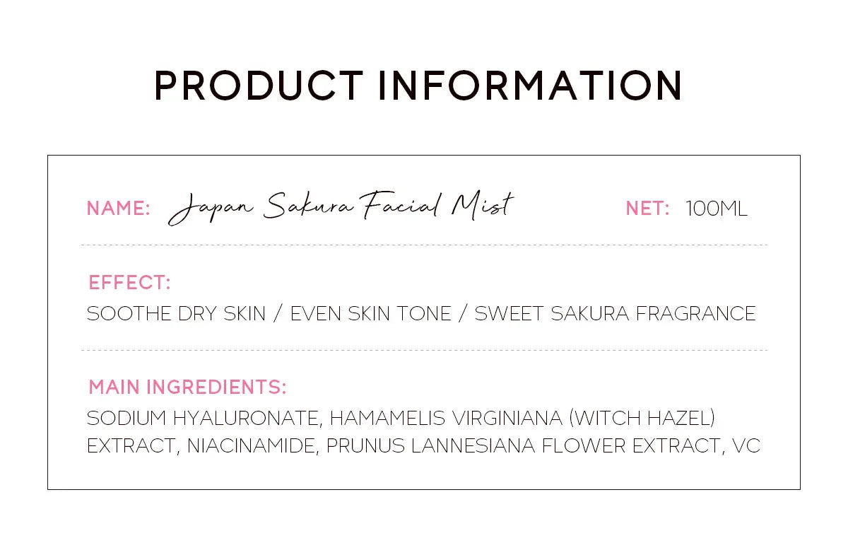 LAIKOU Sakura Facial Mist  Toner Hydrating Moisturize Gentle Repair Brightening Skin Improve Glow Serum Toner Spray 100ml
