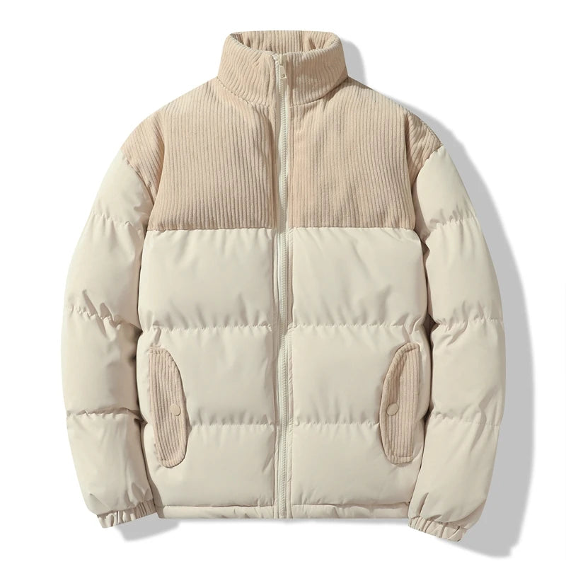 Autumn Winter Spliced Polar Fleece Solid Color Down Jacket High Quality Fabric Warm Comfortable Skin Lock Warm Men's Down Coats