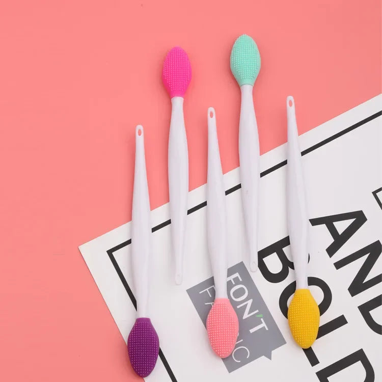 Skin Care Lip Exfoliating Facial Cleansing Face Scrub Nose Clean Brush Blackhead Remove Silicone Double-Sided Skin Care Tool