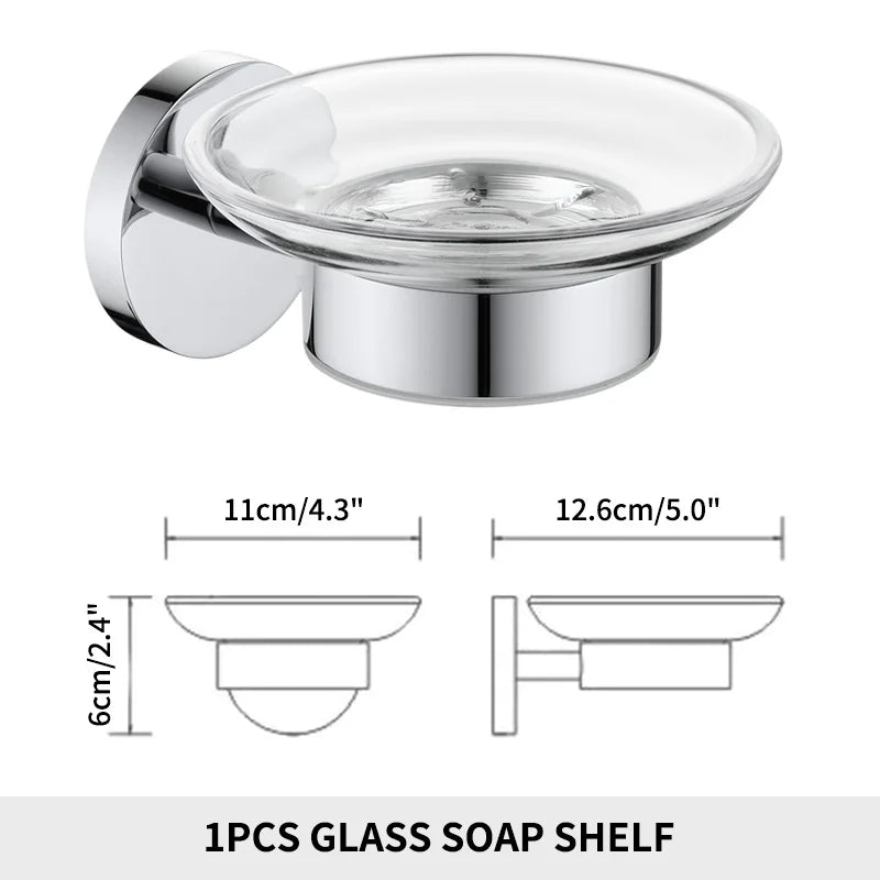 Soap Dish holder for Kitchen Bathroom Accessories Wall Mount Soap Dispenser Soap Rack With Glass Dish Metal Soap Holder Gold