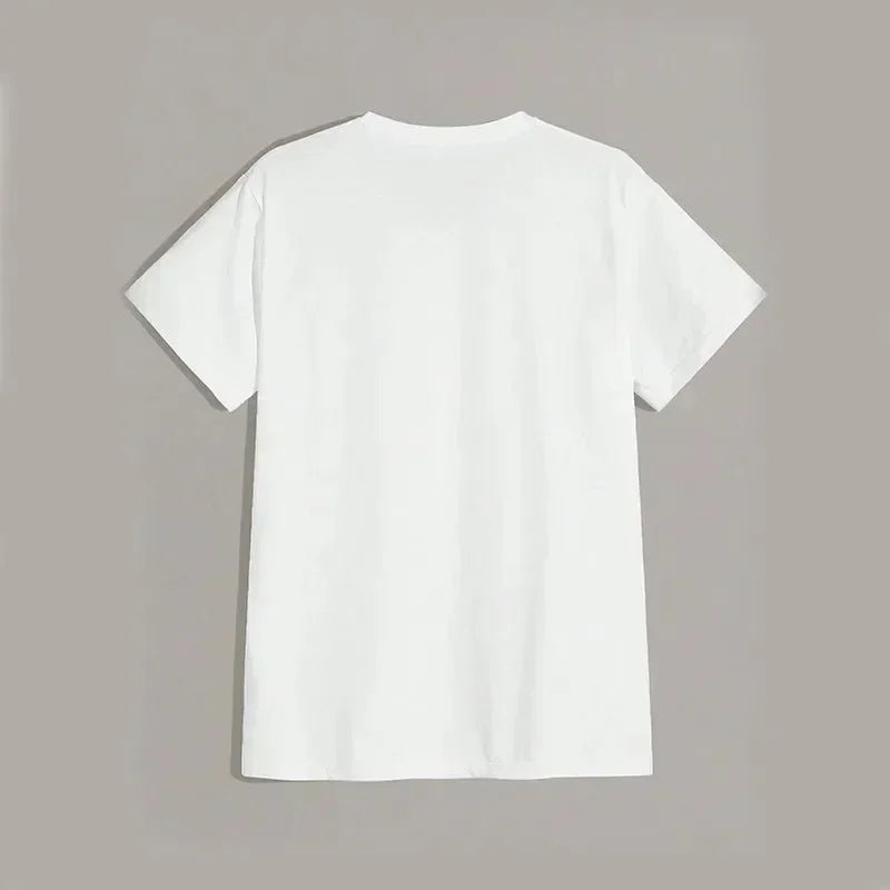 Men's Summer Spade A-line Poker Pattern Printed T-shirt Fashion Loose Casual Round Neck Large Men Breathable Soft Cotton T-shirt