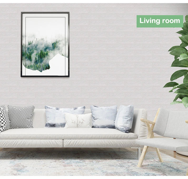 Wallpaper Home brick Foam Panels 3D Wall Stickers Self-adhesive DIY Embossed Stone Wallpaper Home Decor Living Room Kitchen