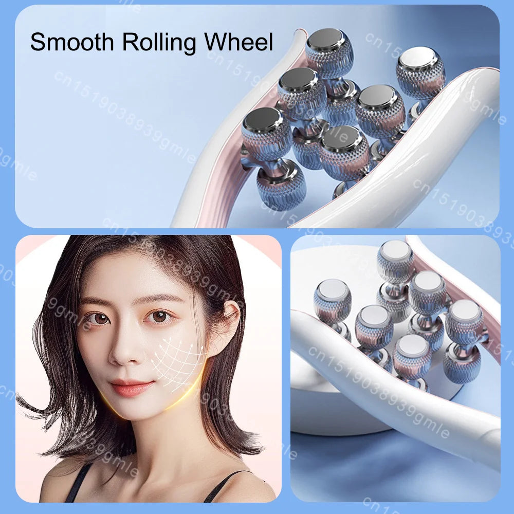 EMS Micro-Current Face Massage Roller Neck Face Lifting Firming Facial Lift Massager Anti Wrinkle Face Slimming Beauty Skin Care