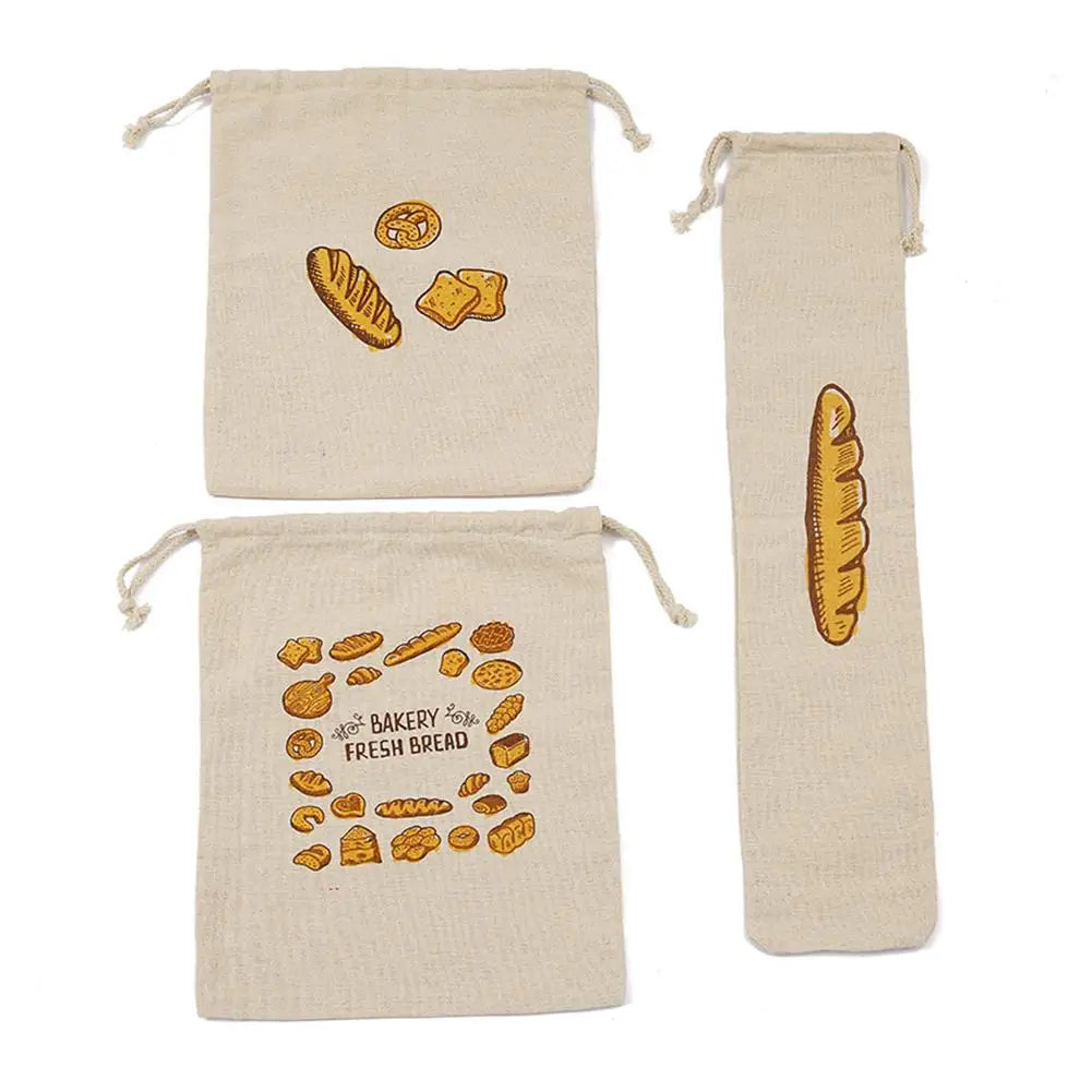Linen Bread Bags Reusable Drawstring Large Washable Storage Food Accessories Home Unbleached Kitchen Organizer