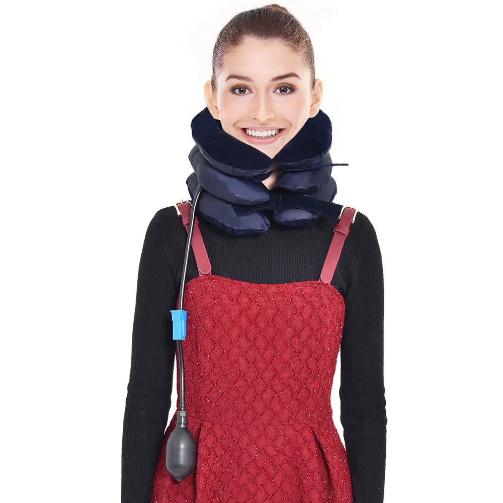 3 Layers Neck Massager Corrector Collar Relief Air Inflatable Cervical Vertebra Therapy Traction Soft Brace Pain Relief Pillow