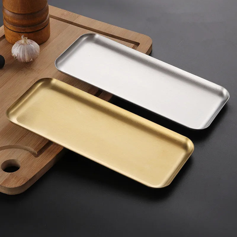 Stainless Steel Shallow Baking Pastry Tray Fruit Sancks Food Storage Plates Non-Stick Dishes Cake Pan Cookware For Kitchen