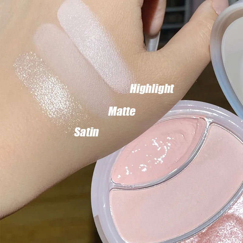 3-color Highlighter Palette Multi-use Mash Potato Pearlescent Matte Facial Contour Powder Cream Natural 3D Face Brighten Makeup