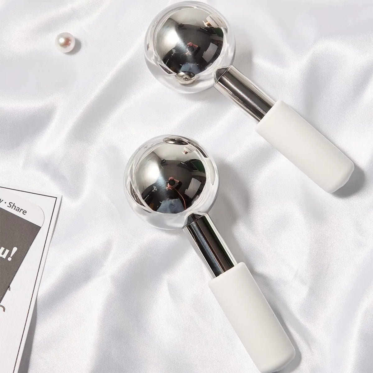 Mini 2pcs Ice Globes Stainless Steel Cryo Sticks for Face Eye Facial Cold Roller Cooling Globe for Puffiness Wrinkle Dark Circle