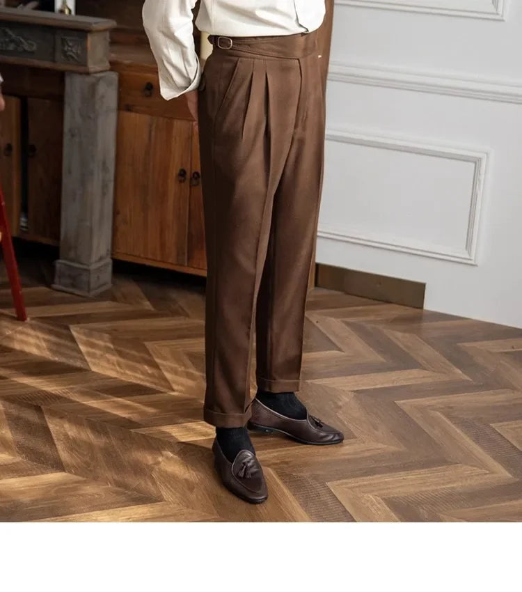 2023 Autumn/winter New Italian Style High-waisted Straight-leg Long Pants Casual Versatile Trousers For British Men