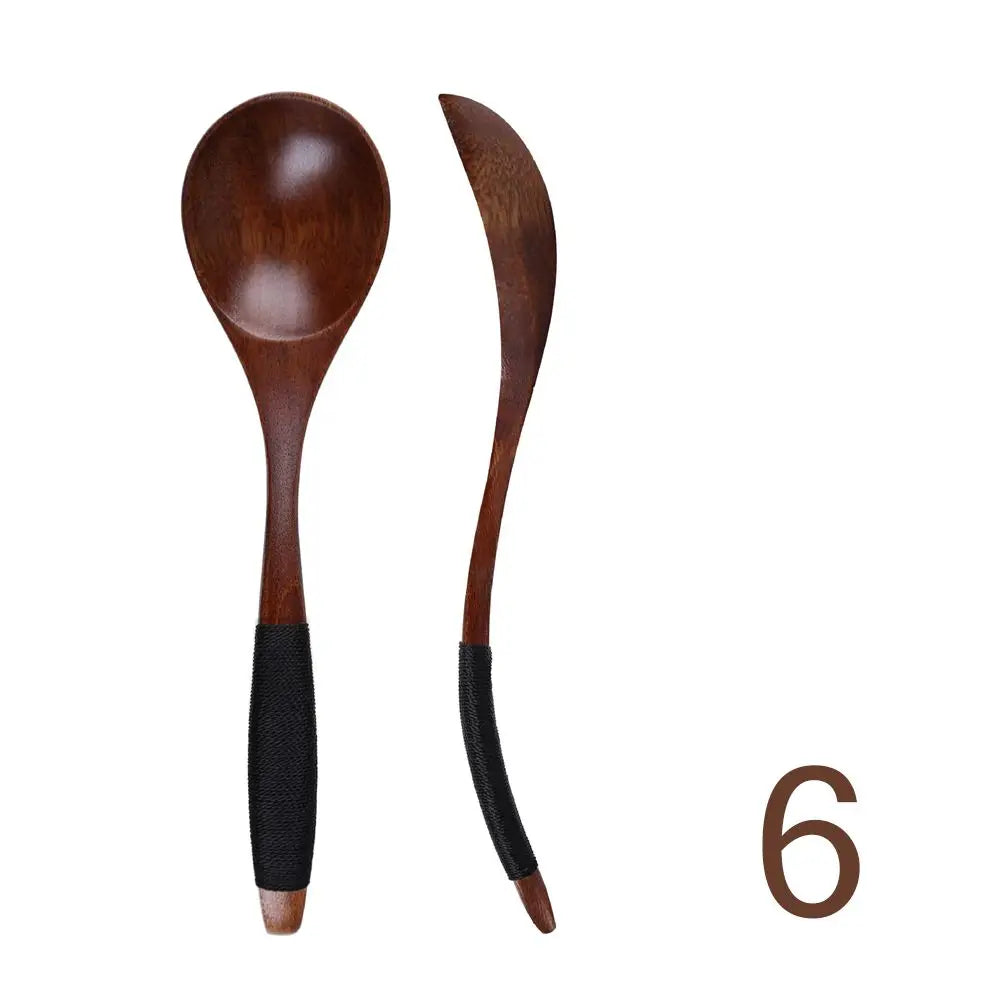 Coffee Dessert Catering Scoop Hand-made Wood Tableware Wooden Spoon Kitchen Tool Cooking Utensil Soup Spoon