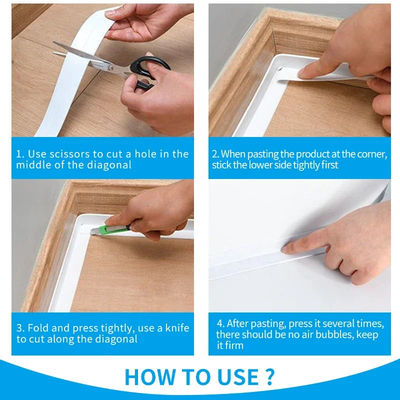 Shower Bath Sealing Tape Strips PVC Self Adhesive Waterproof Wall Stickers For Bathroom Kitchen Seal Caulk Strip Sink Mold Proof